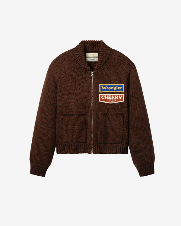 Cherry Los Angeles - Wrangler Men's Cotton Frise Knit Zip-Up Jacket - (Brown)