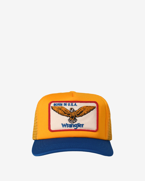 Cherry Los Angeles - Wrangler Men's Born In USA Trucker Hat - (Yellow/Blue)