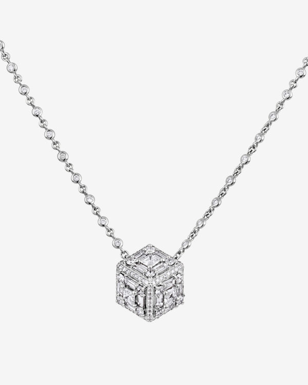 Mindi Mond - Women's Clarity³ Dimensional Halo Cube Necklace - (White Gold)