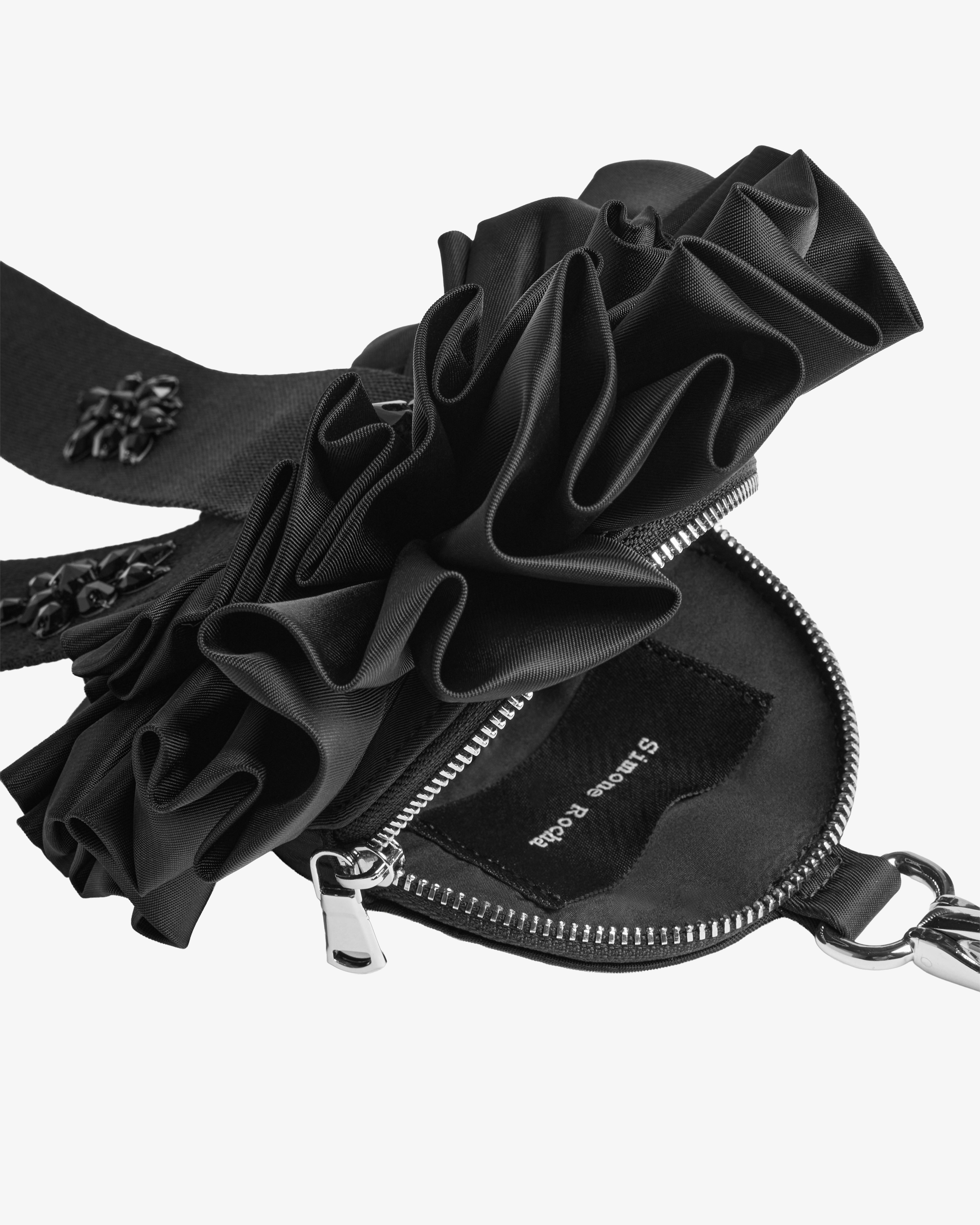 Simone Rocha: Women's Ribbon Rosette Coin Purse (Black/Jet