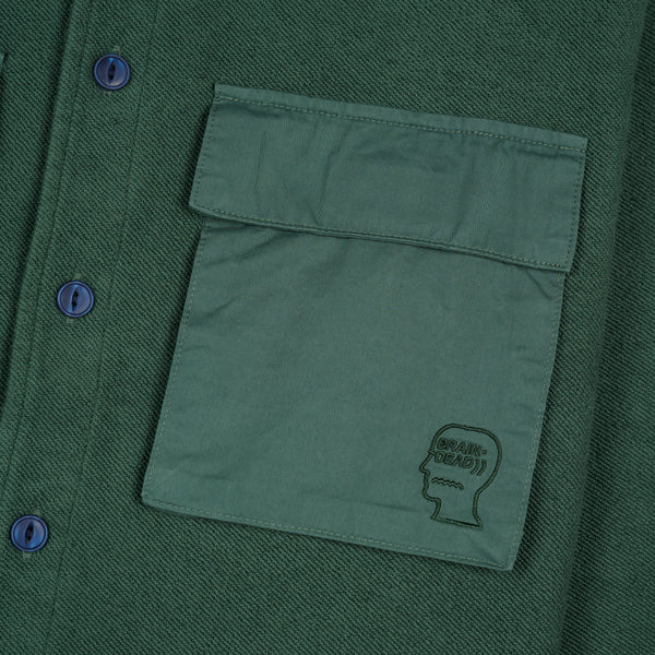 Brain Dead - Men's CPO French Terry Sateen Shirt - (Sage)
