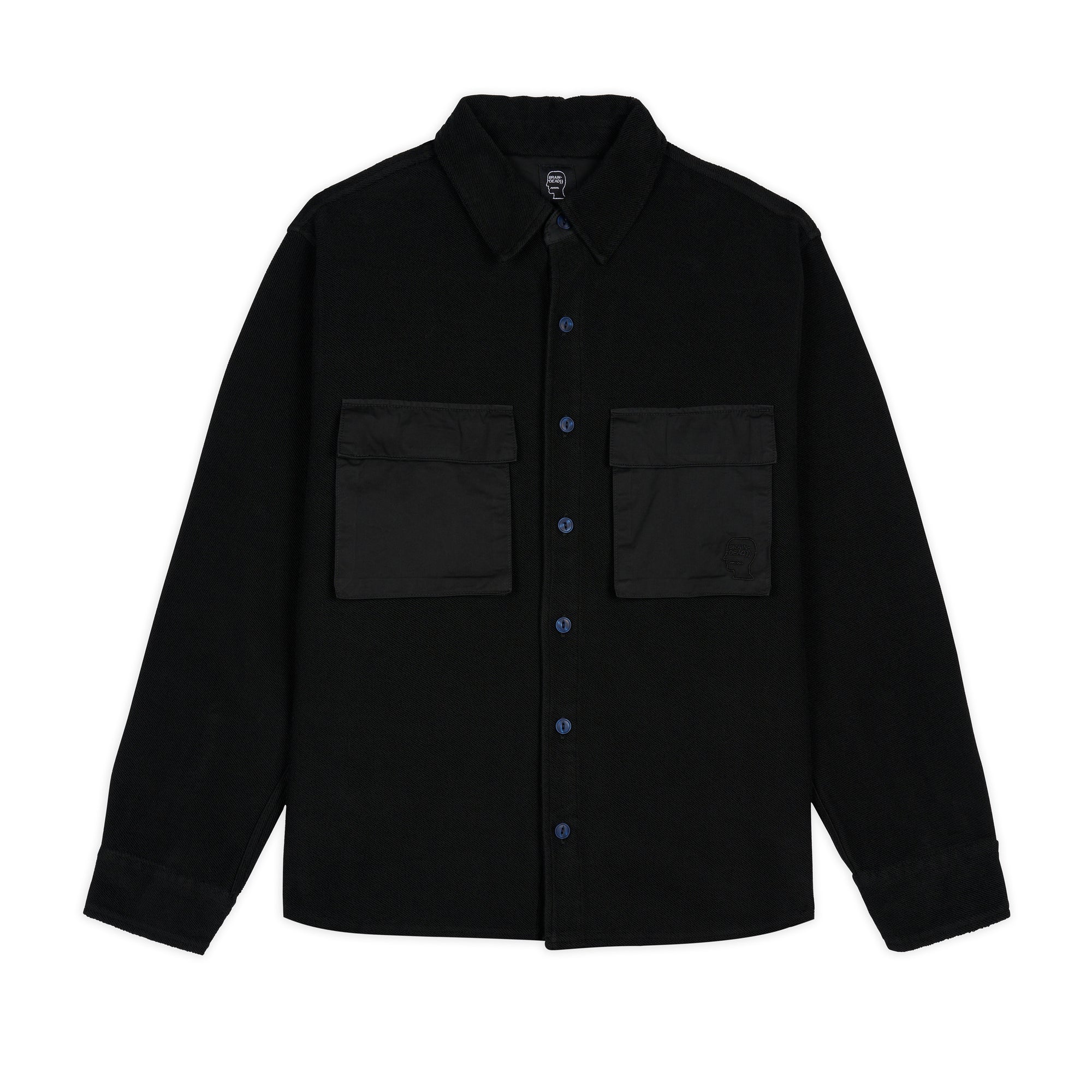 Brain Dead - Men's CPO French Terry Sateen Shirt - (Washed Black) view 1