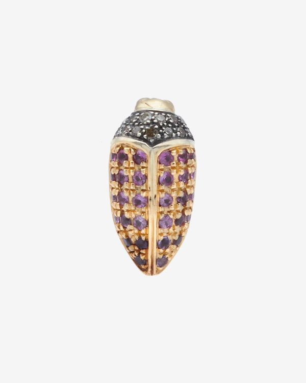 Bibi Van Der Velden - Women's Mini Scarab Pave Pink Sapphires Stud - (Yellow Gold)