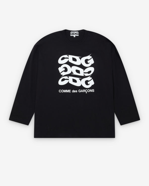 CDG - Men's Wavy Print Oversized L/S T-Shirt - (Black)