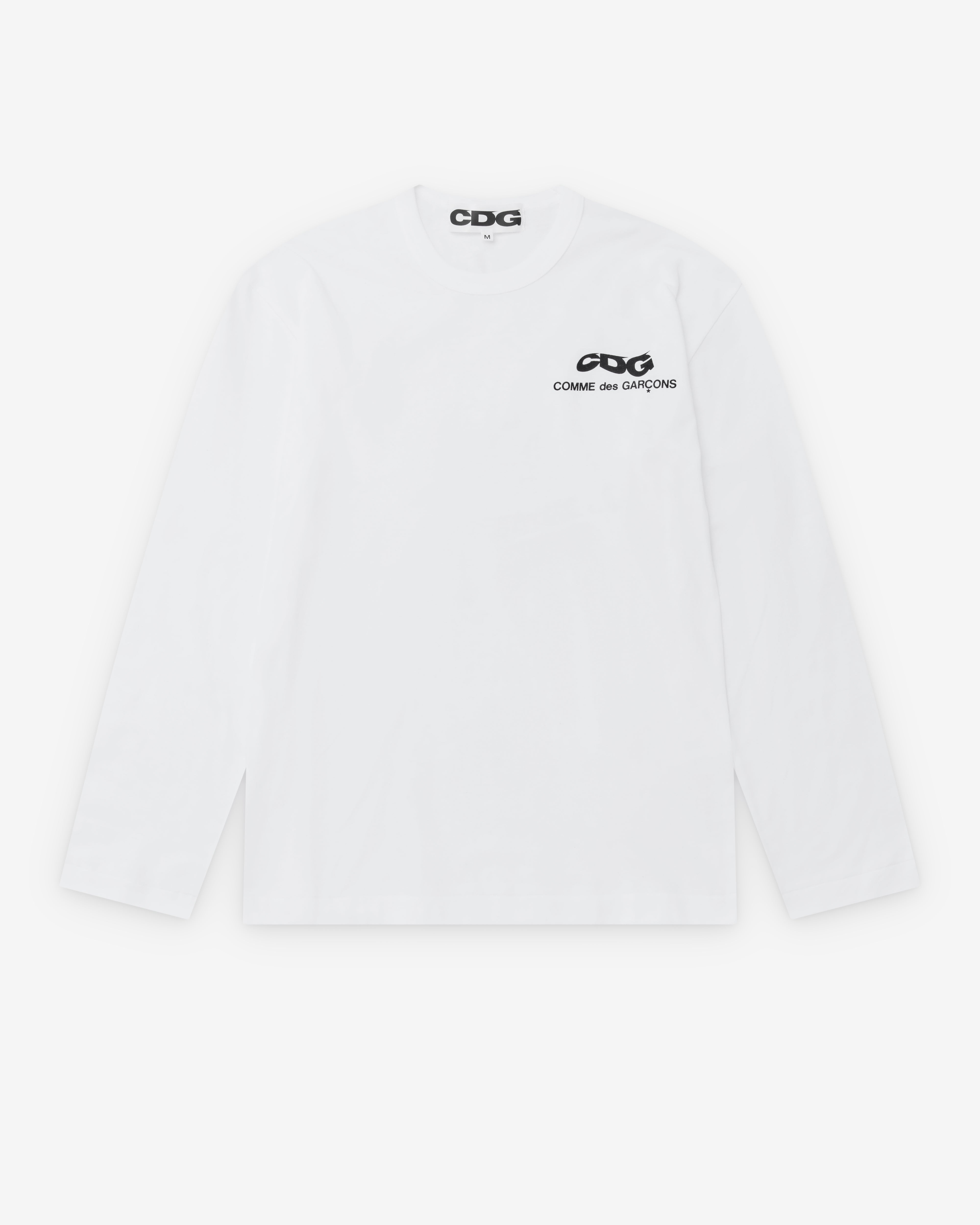 CDG: Men's Wavy Print Chest Logo L/S T-Shirt (White) | DSMNY E-SHOP