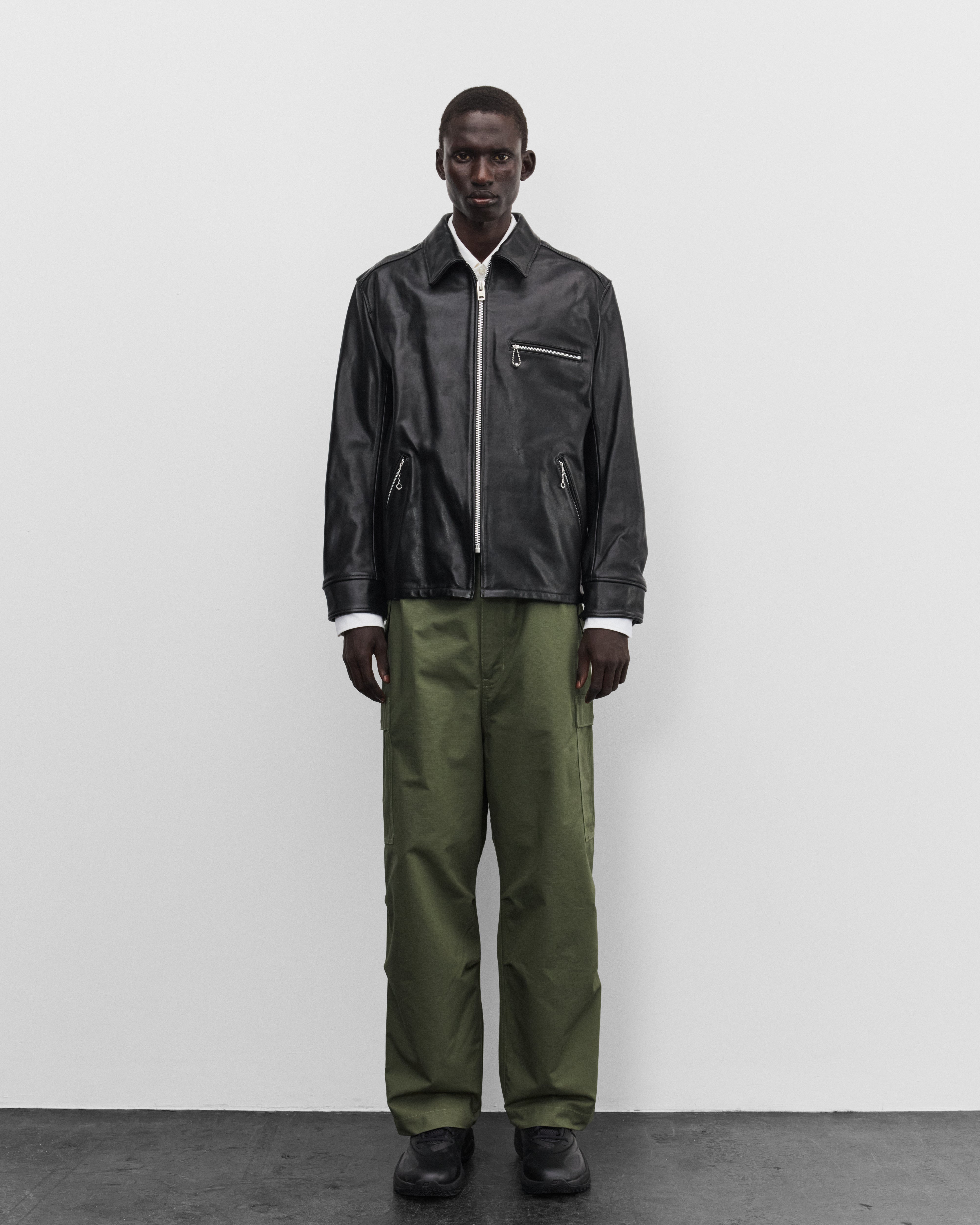 eYe JUNYA WATANABE MAN スタジャン S eye Junya Watanabe Man: Men's Stüssy Leather Jacket (Black