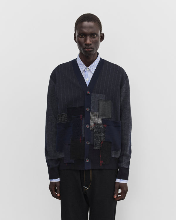 Junya Watanabe Man - Men's Jacquard Patchwork Cardigan - (Navy)