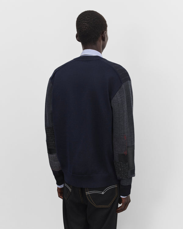 Junya Watanabe Man - Men's Jacquard Patchwork Cardigan - (Navy)