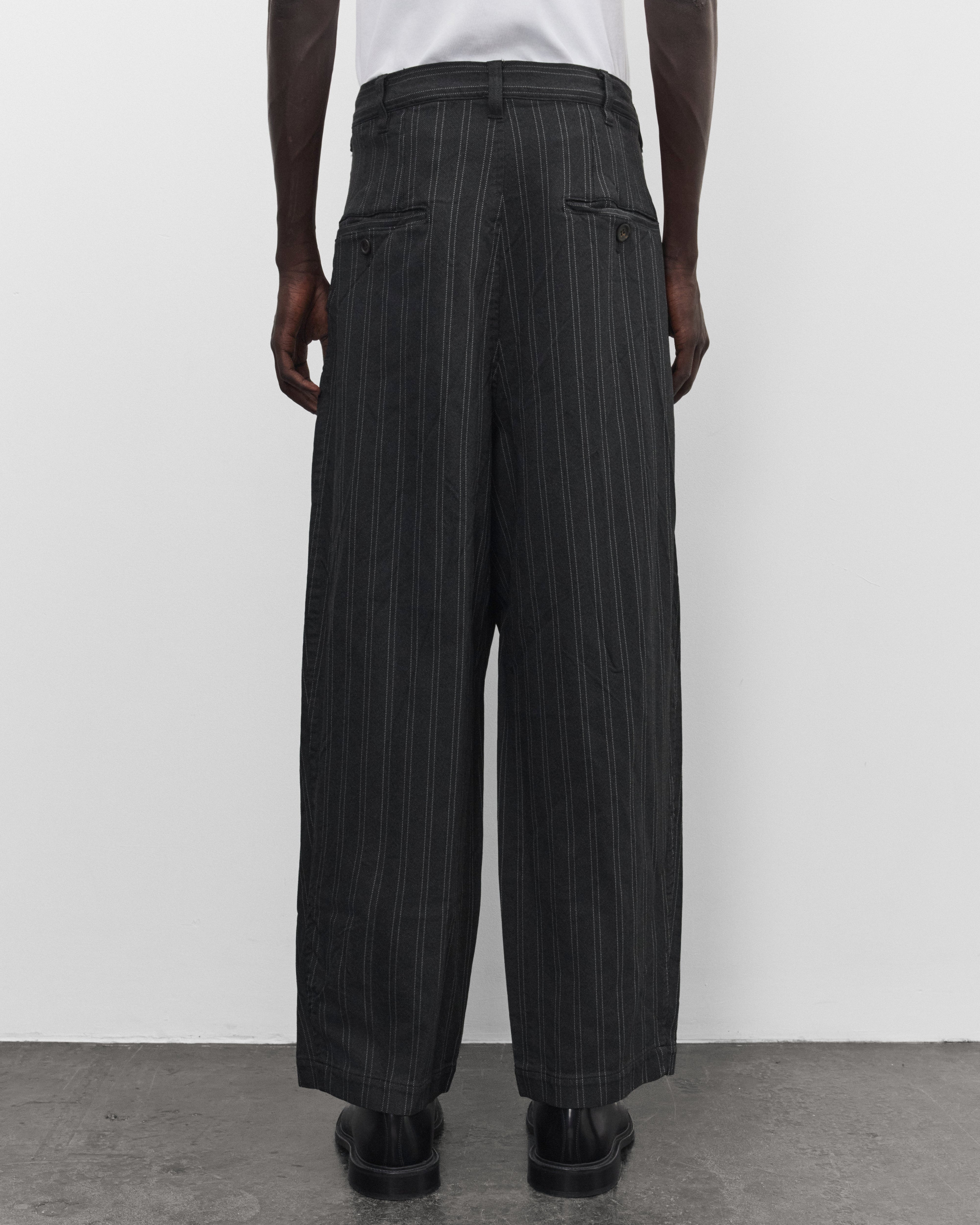 JUNYA WATANABE MAN パンツ　M size Junya Watanabe Man: Men's Pleated Stripe Trousers (Grey/White