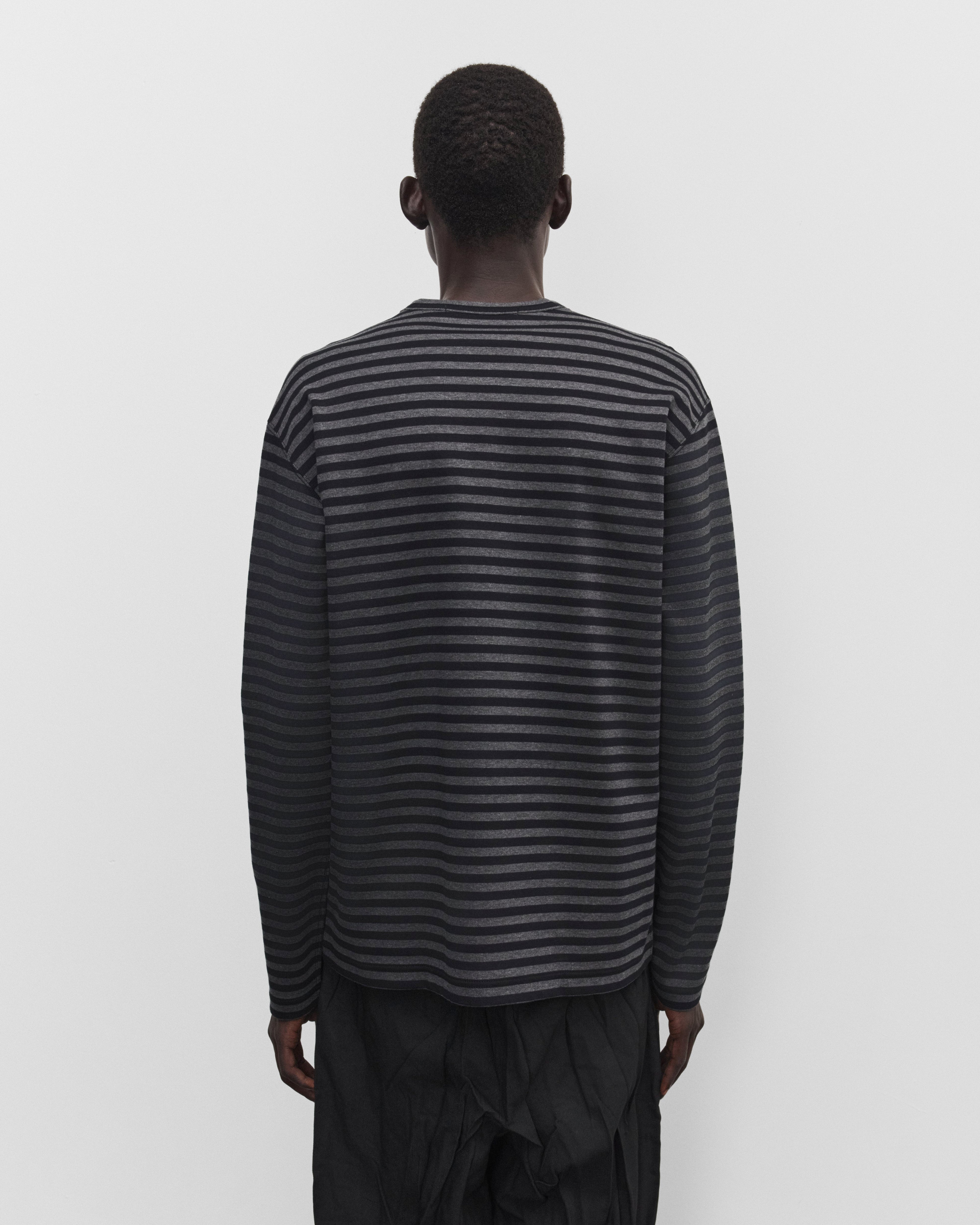 Junya Watanabe Man: Men's Longsleeve Striped T-Shirt (Black/Grey