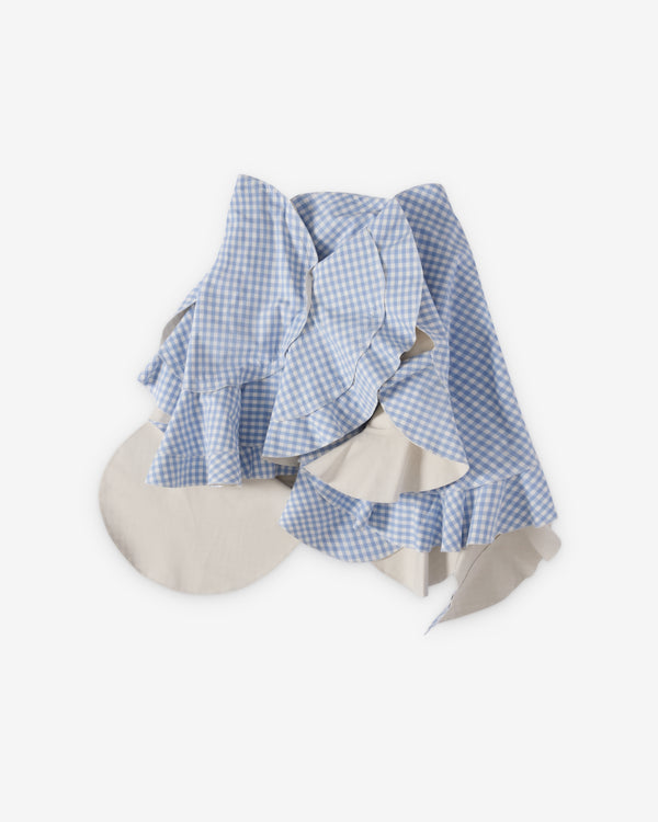 Tao - Women's Asymmetric Gingham Skirt - (Blue Check)