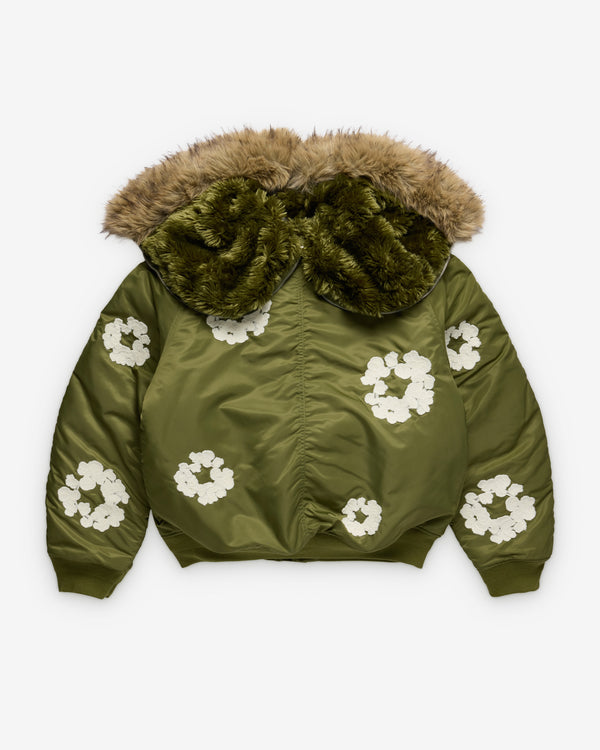 Denim Tears - Men's Chainstitch Wreath Bomber Jacket - (Military Green)