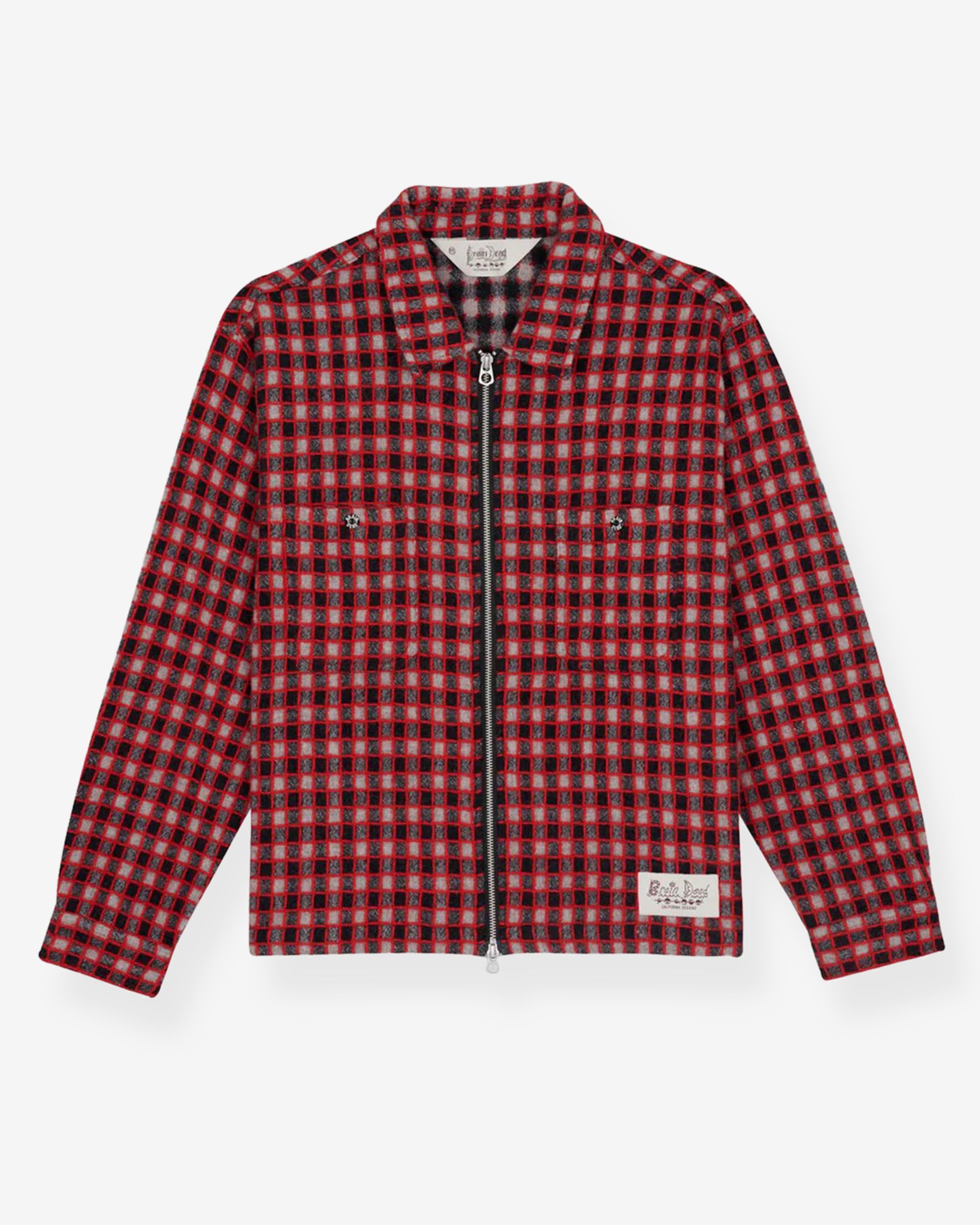 Brain Dead - Men's Check Mate Flannel Zip Shirt - (Black/Multi) view 1, Click to Zoom in