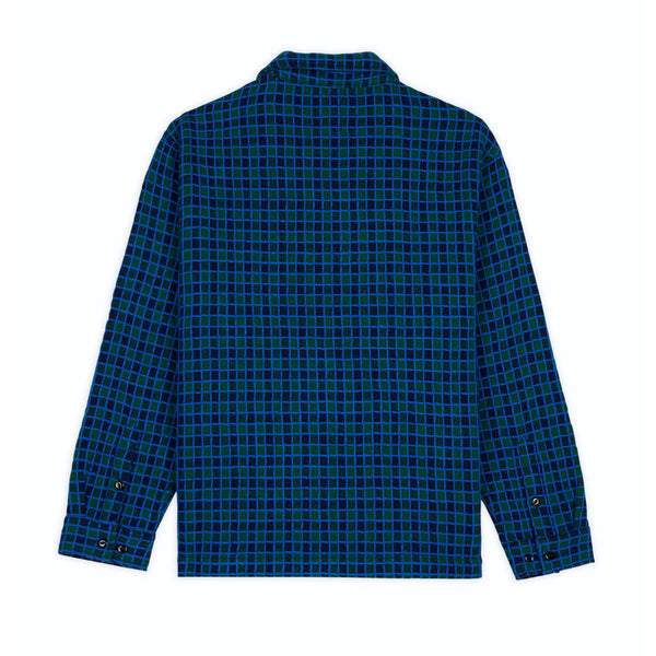 Brain Dead - Men's Check Mate Flannel Zip Shirt - (Navy)