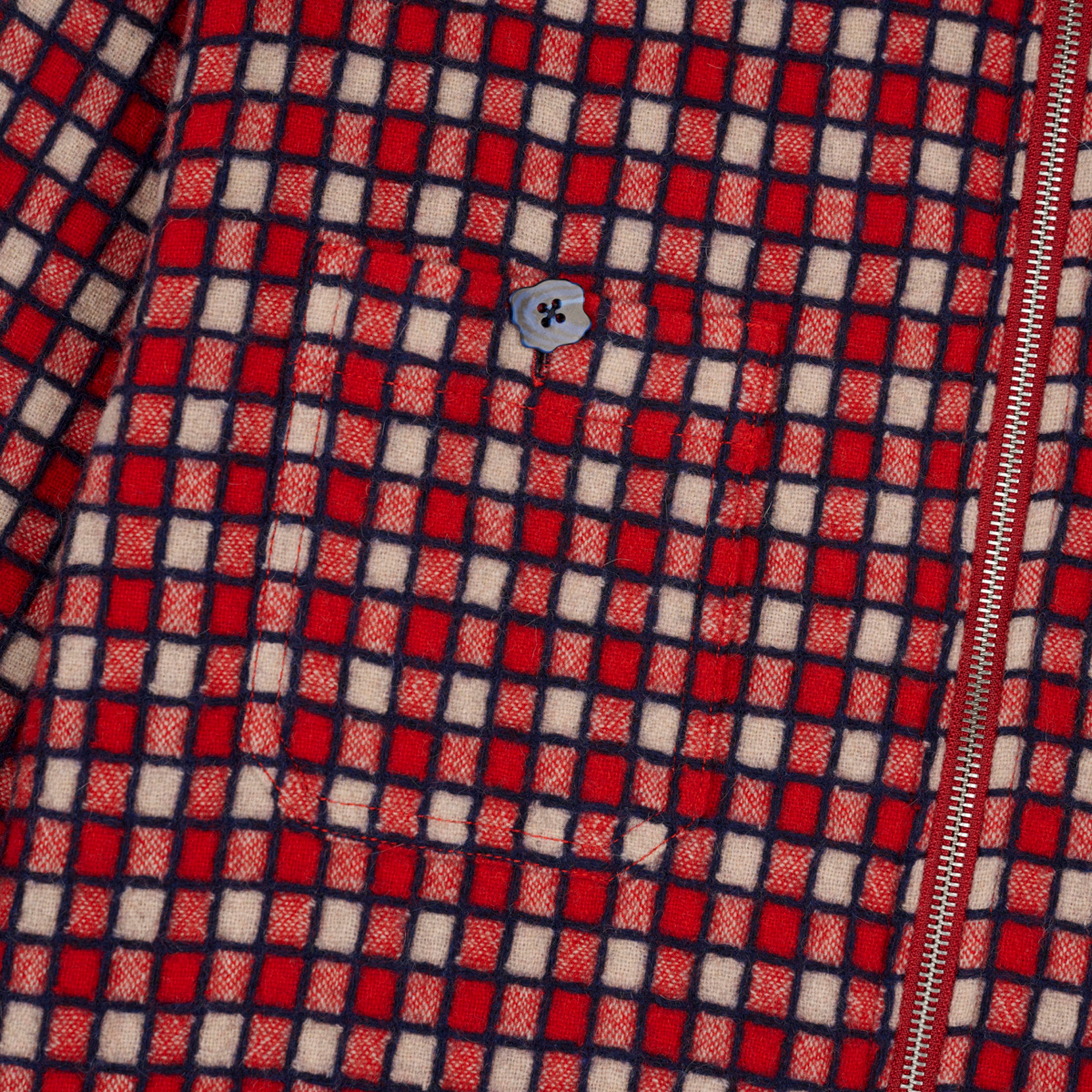 Brain Dead: Men's Check Mate Flannel Zip Shirt (Red) | DSMNY E-SHOP