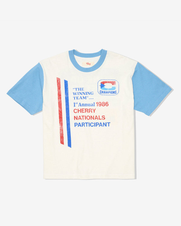 Cherry Los Angeles - Men's Cherry Nationals Boxy T-Shirt - (White/Blue)