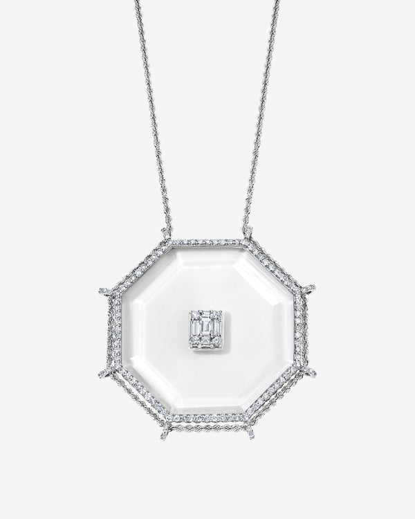 Mindi Mond - Women's Clarity Crystal Octagon Necklace - (White Gold)
