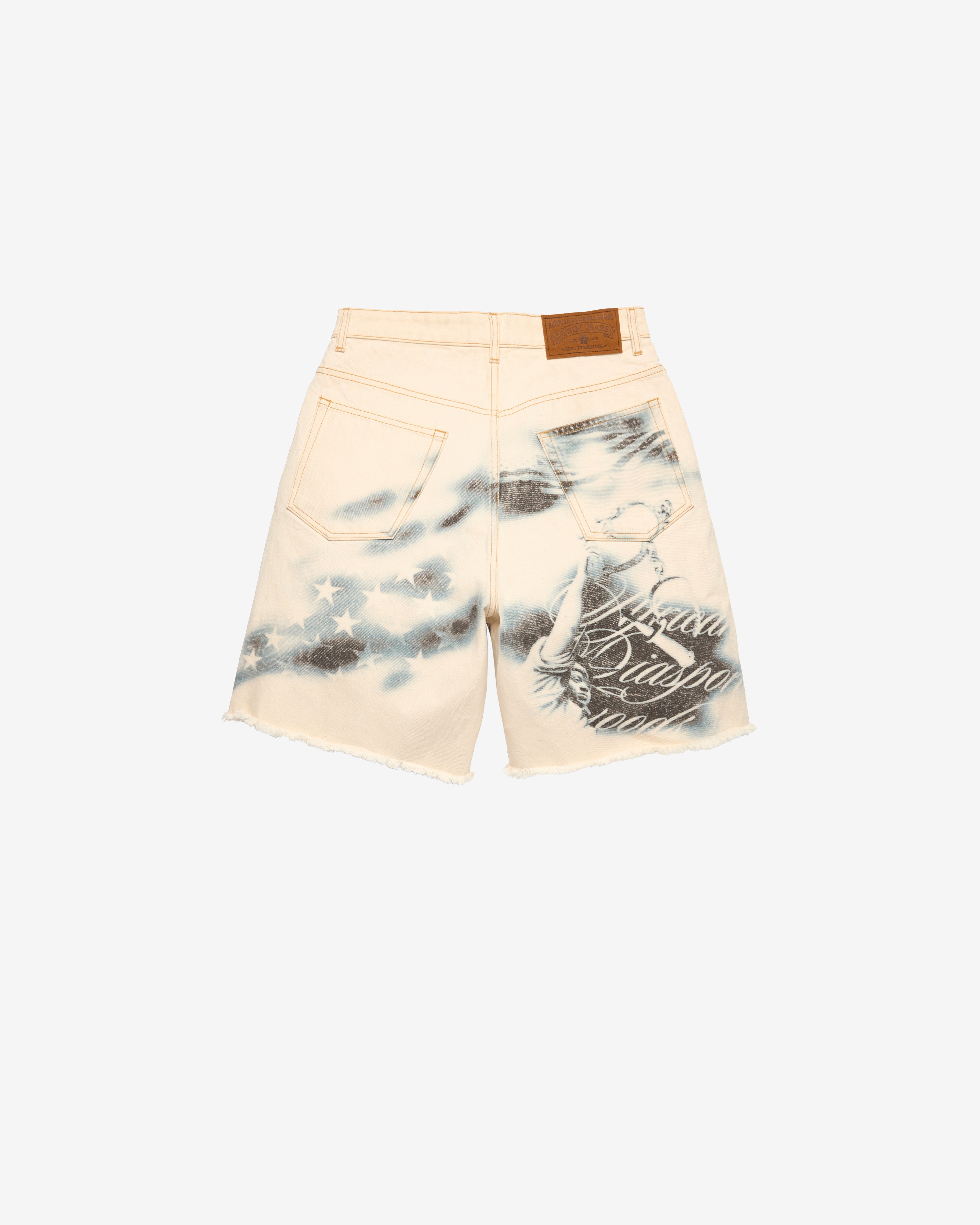 Denim Tears: Men's Cloud Camo Shorts (Tan/Blue) | DSMNY E-SHOP
