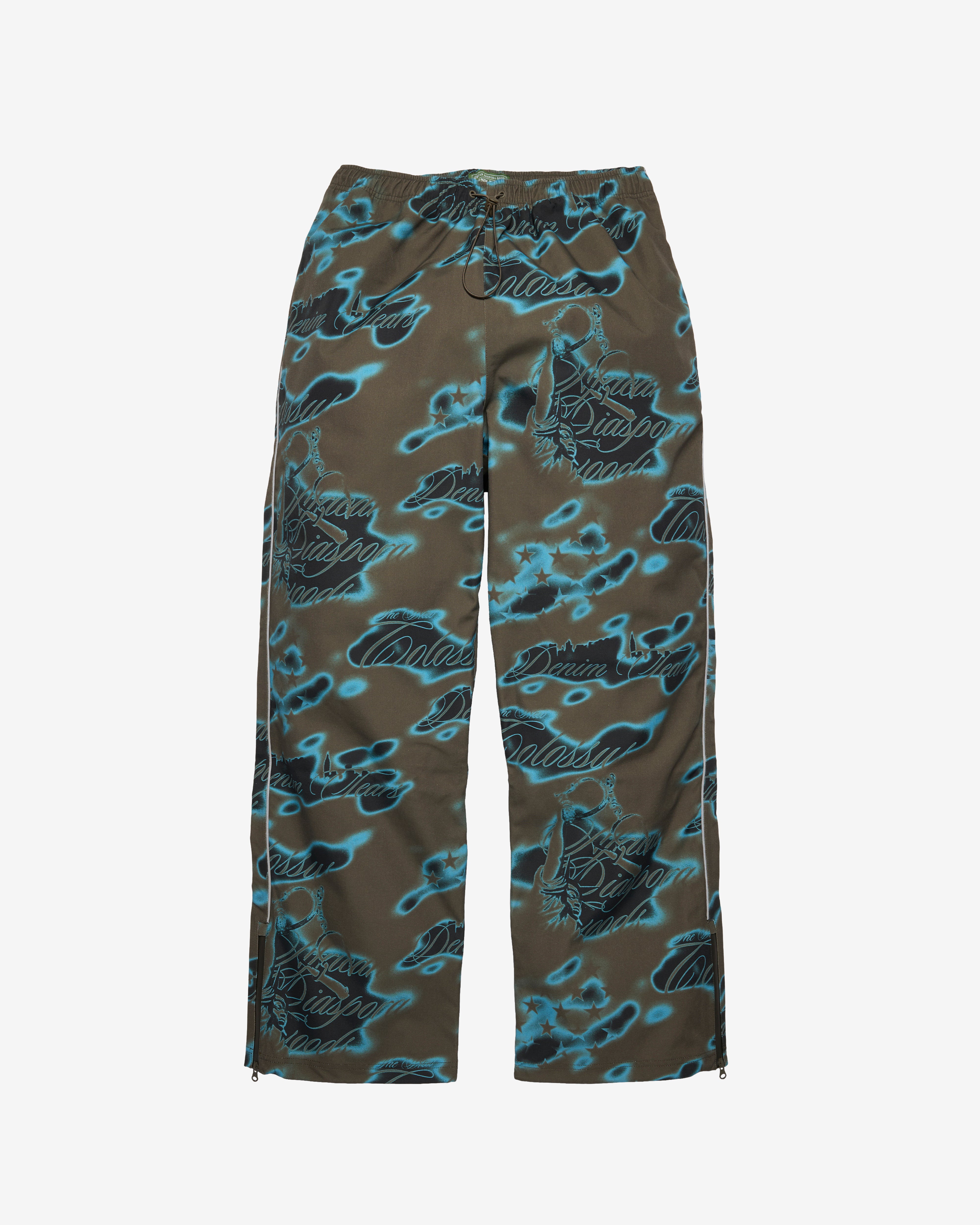Denim Tears: Men's Cloud Camo Taped Seam Shell Pants (Green