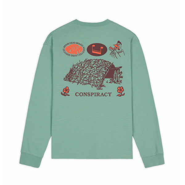 Brain Dead - Men's Conspiracy LS T-Shirt - (Grey/Green)