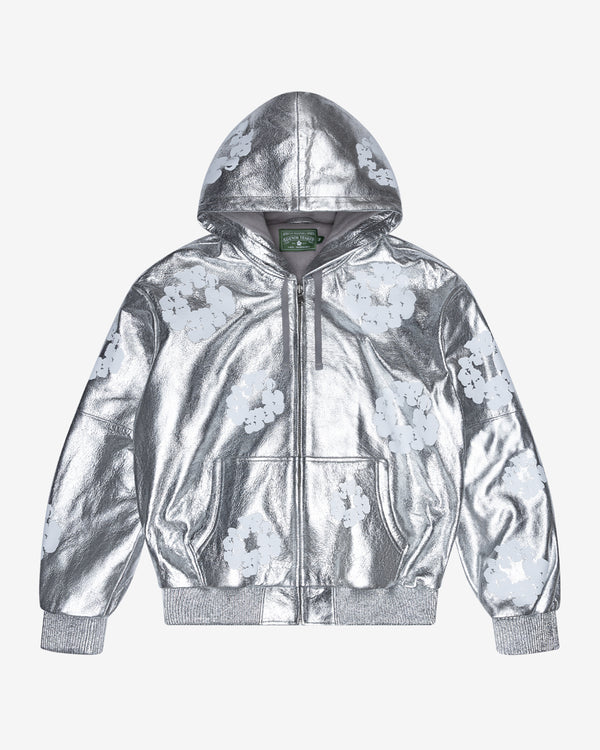 Denim Tears - Men's Leather AO Wreath Zip Hoodie - (Silver)