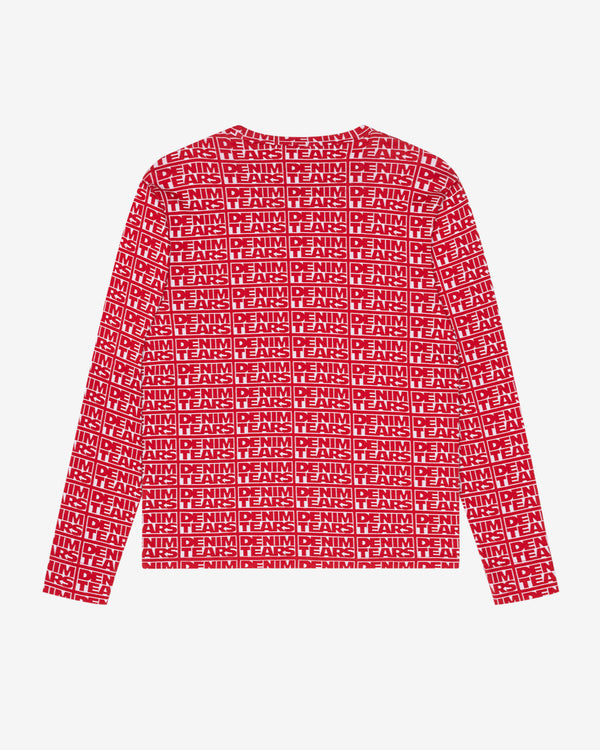Denim Tears - Men's Larmes de Jean Jacquard Long Sleeve Tee - (Red)