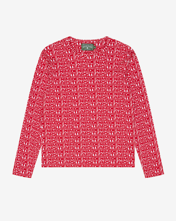 Denim Tears - Men's Larmes de Jean Jacquard Long Sleeve Tee - (Red)