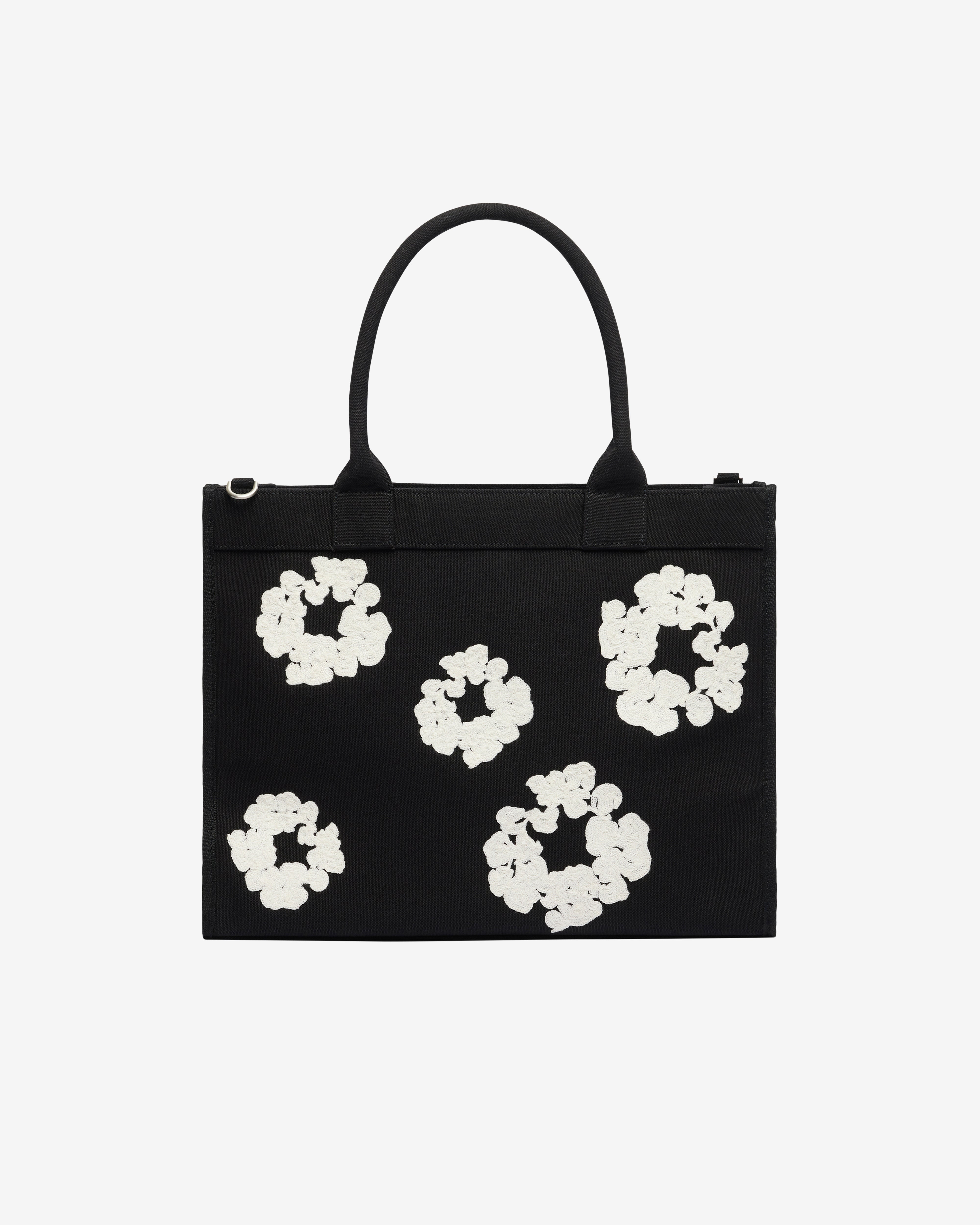 Denim Tears: Men's Large Cotton Wreath Canvas Bag (Black/White