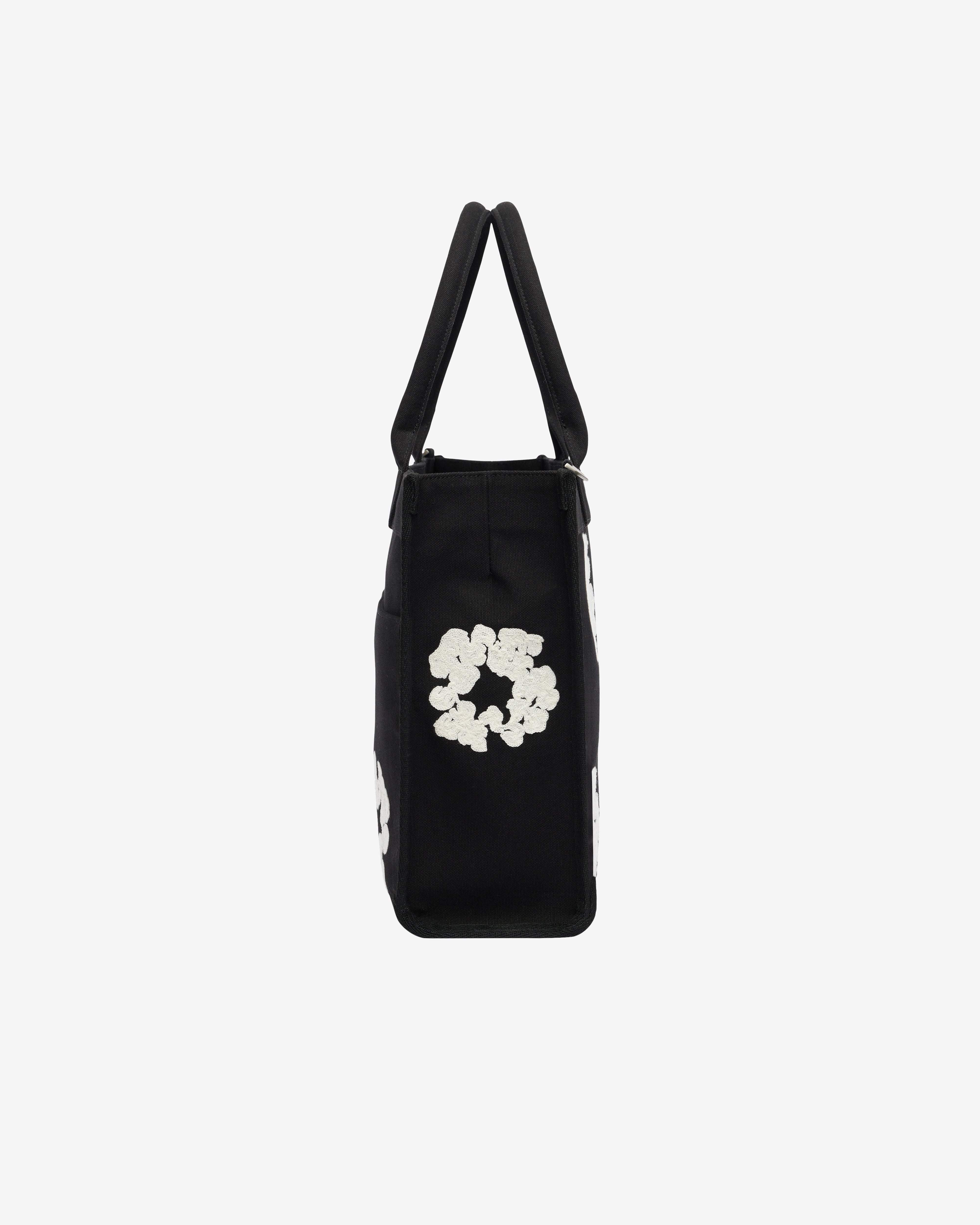 Denim Tears: Men's Large Cotton Wreath Canvas Bag (Black/White