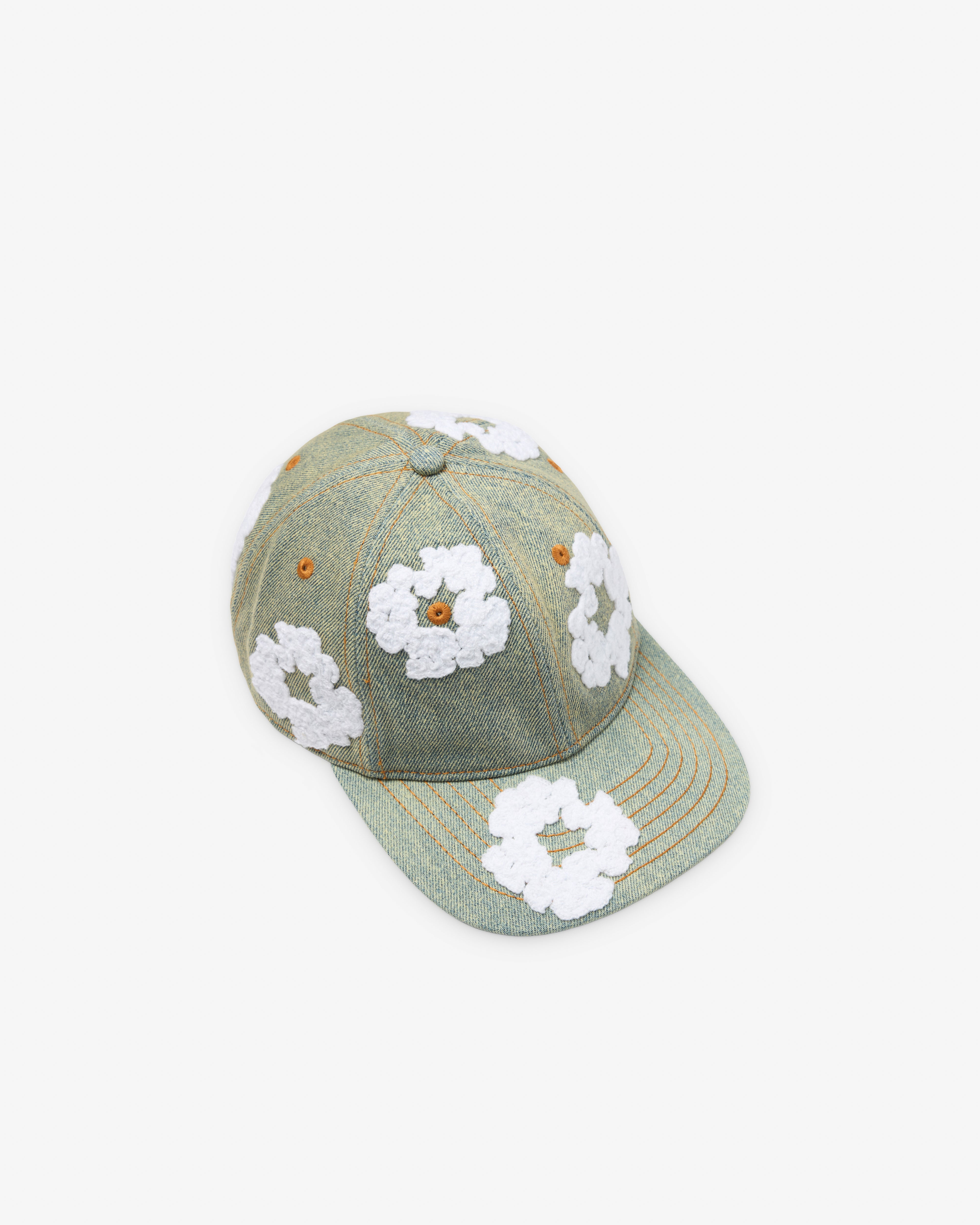 Denim Tears: Men's Cotton Wreath Raw Denim Cap (Dirty Wash