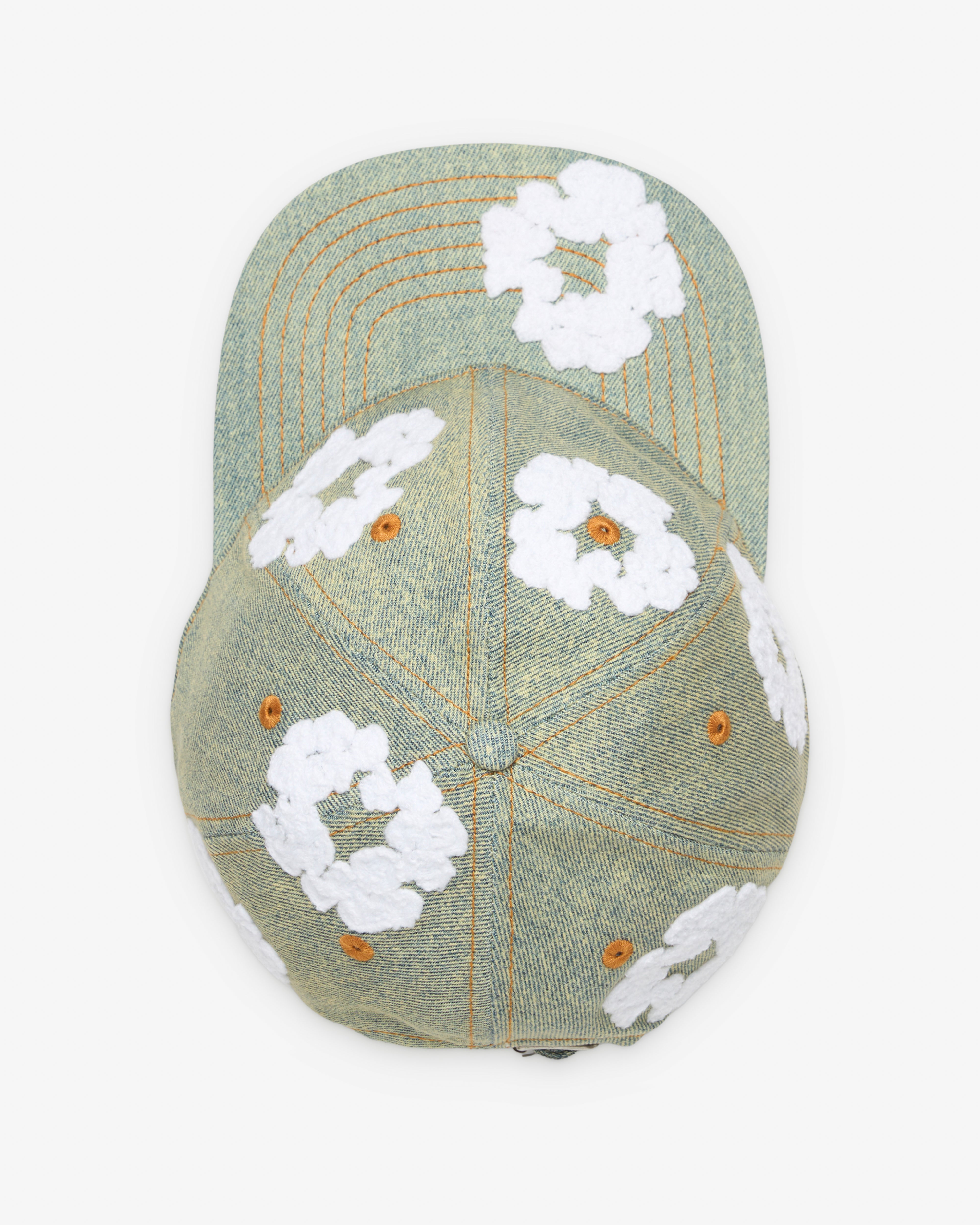 Denim Tears: Men's Cotton Wreath Raw Denim Cap (Dirty Wash
