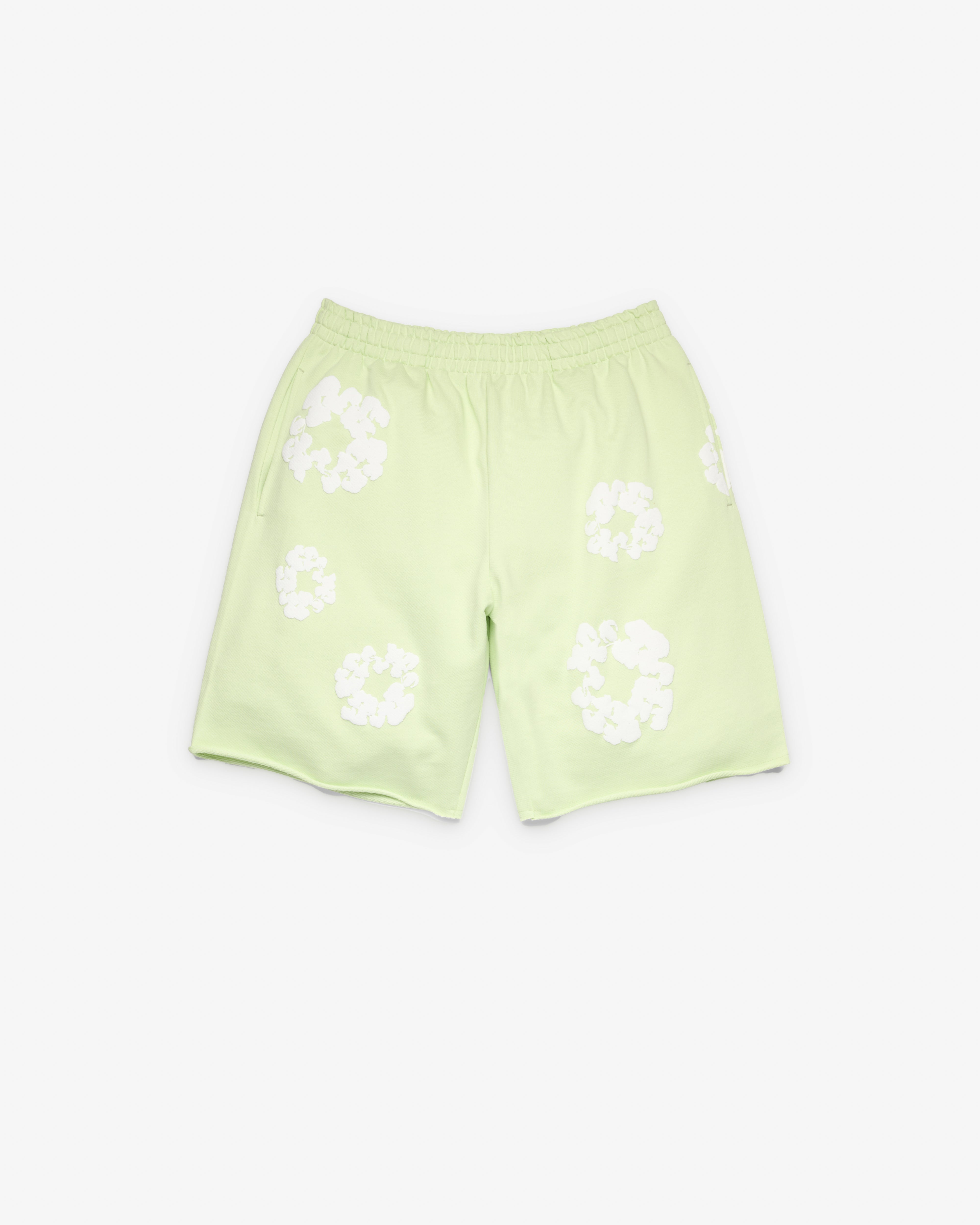 Denim Tears: Men's Cotton Wreath Sweatshort (Lime) | DSMNY E-SHOP
