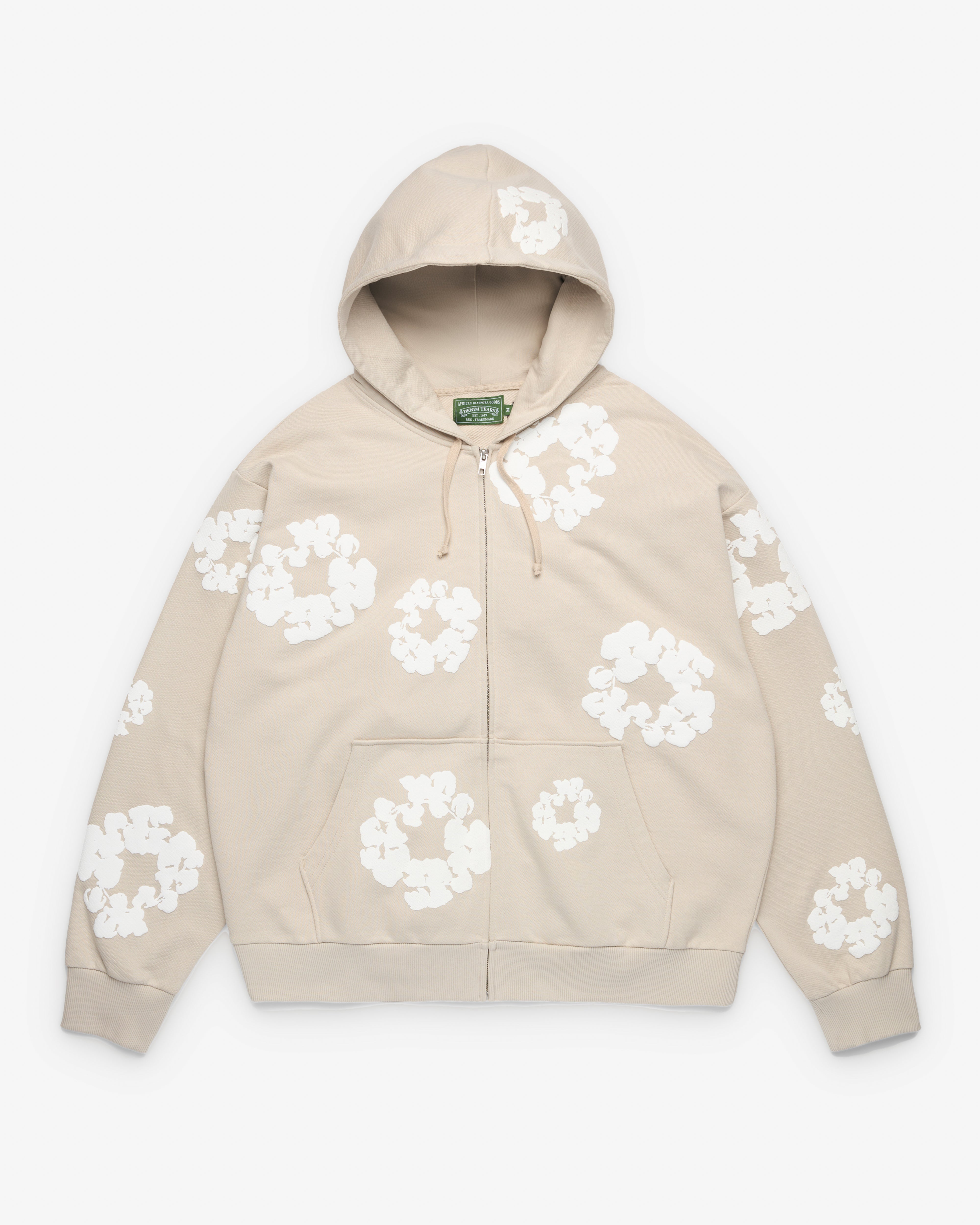 Denim Tears: Men's Cotton Wreath Zip Hoodie (Grey) | DSMNY E-SHOP