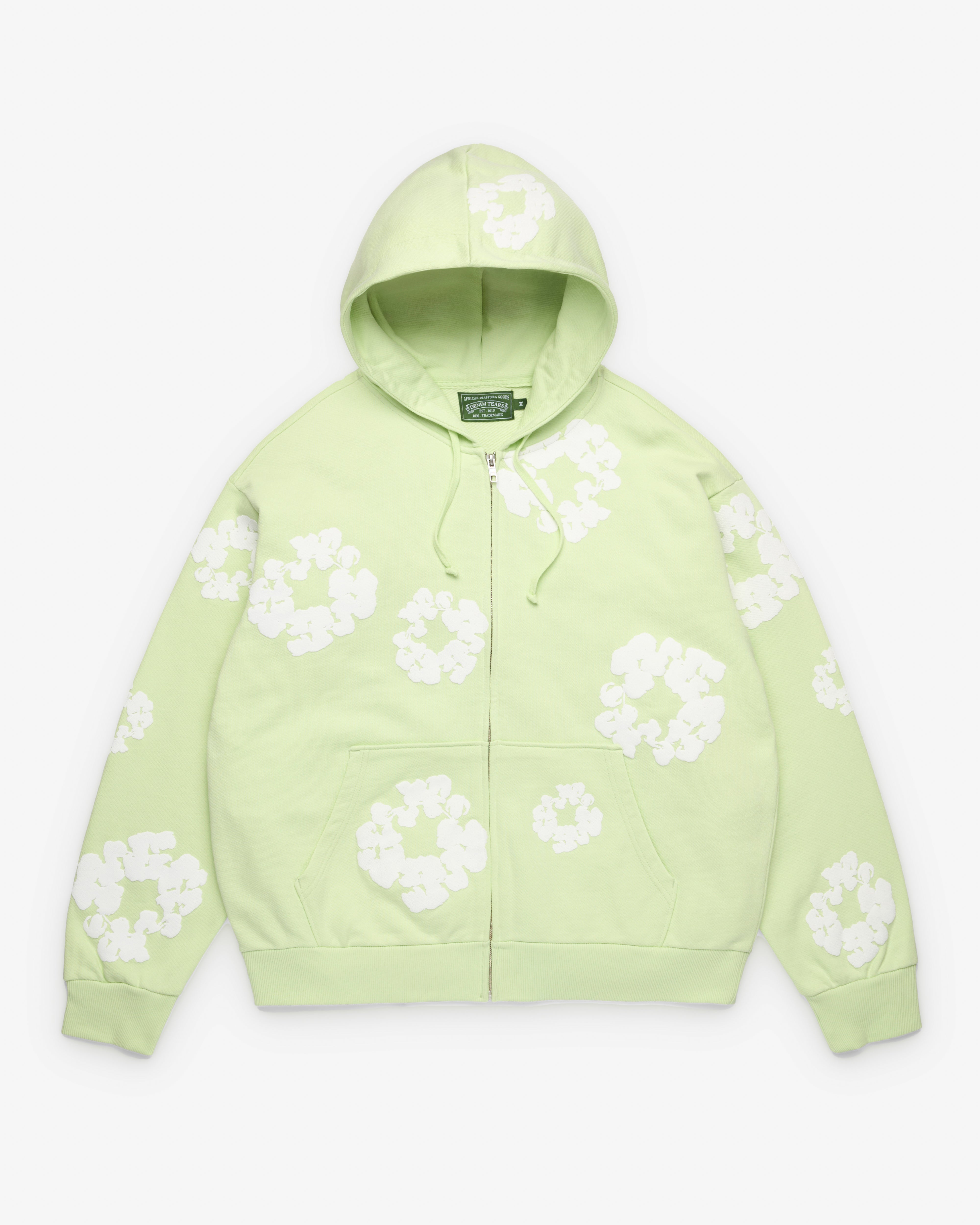 Denim Tears: Men's Cotton Wreath Zip Hoodie (Lime) | DSMNY E-SHOP