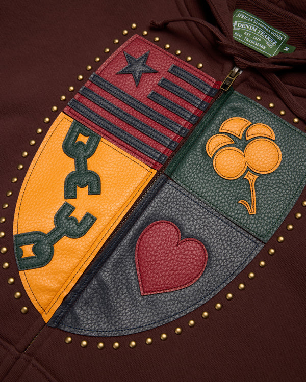 Denim Tears - Men's Crest Applique Zip Hoodie - (Washed Brown)