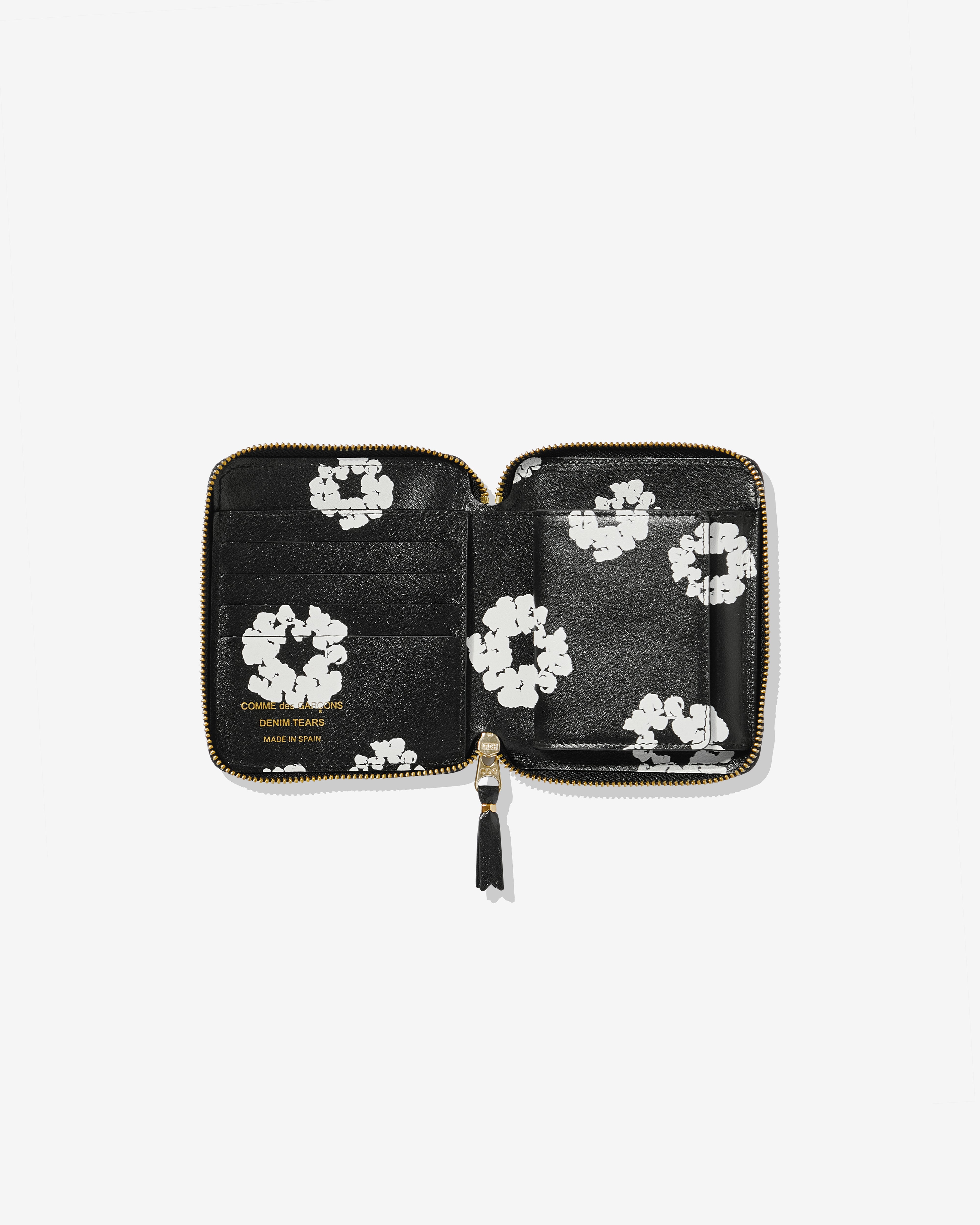 CDG Wallet - Denim Tears Wreath Full Zip Around Wallet - (Black) SA2100