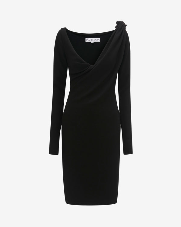 JW Anderson - Women's Shoulder Drape V-Neck Dress - (Black