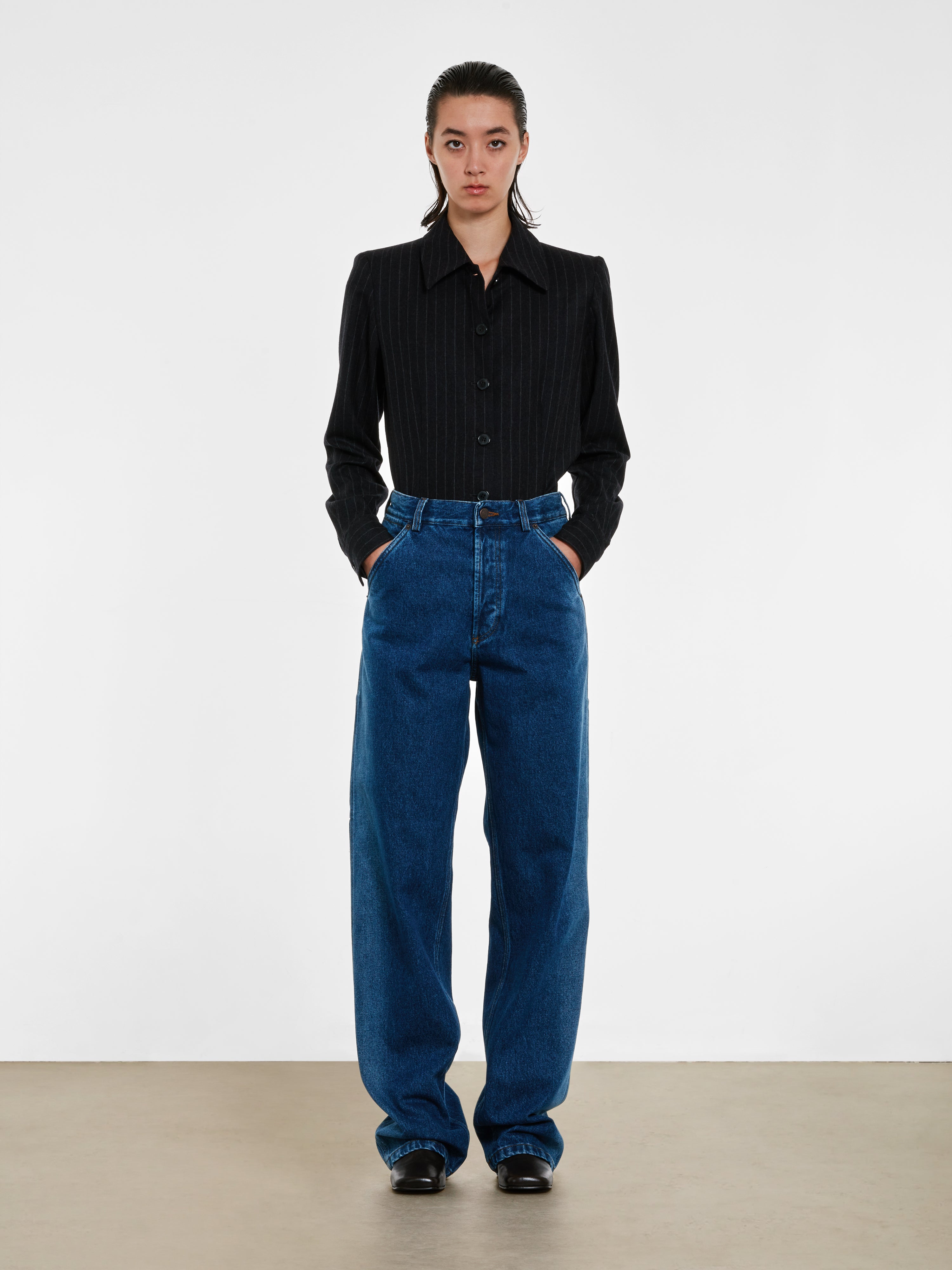 Dries Van Noten - Women’s Pinstripe Shirt - (Anthracite)