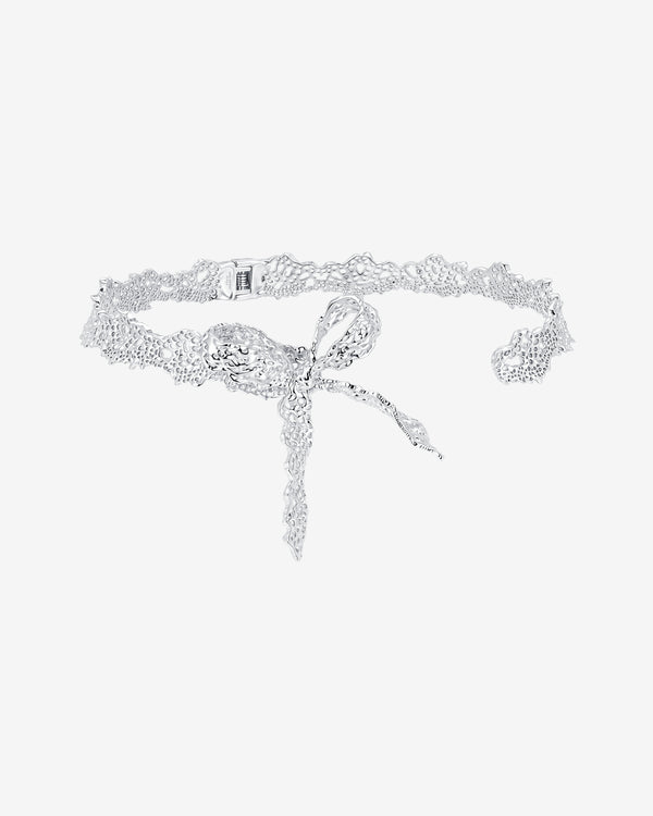 ShuShu/Tong - Women's Lace Bowknot Choker - (Silver)