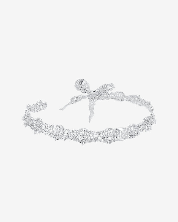 ShuShu/Tong - Women's Lace Bowknot Choker - (Silver)