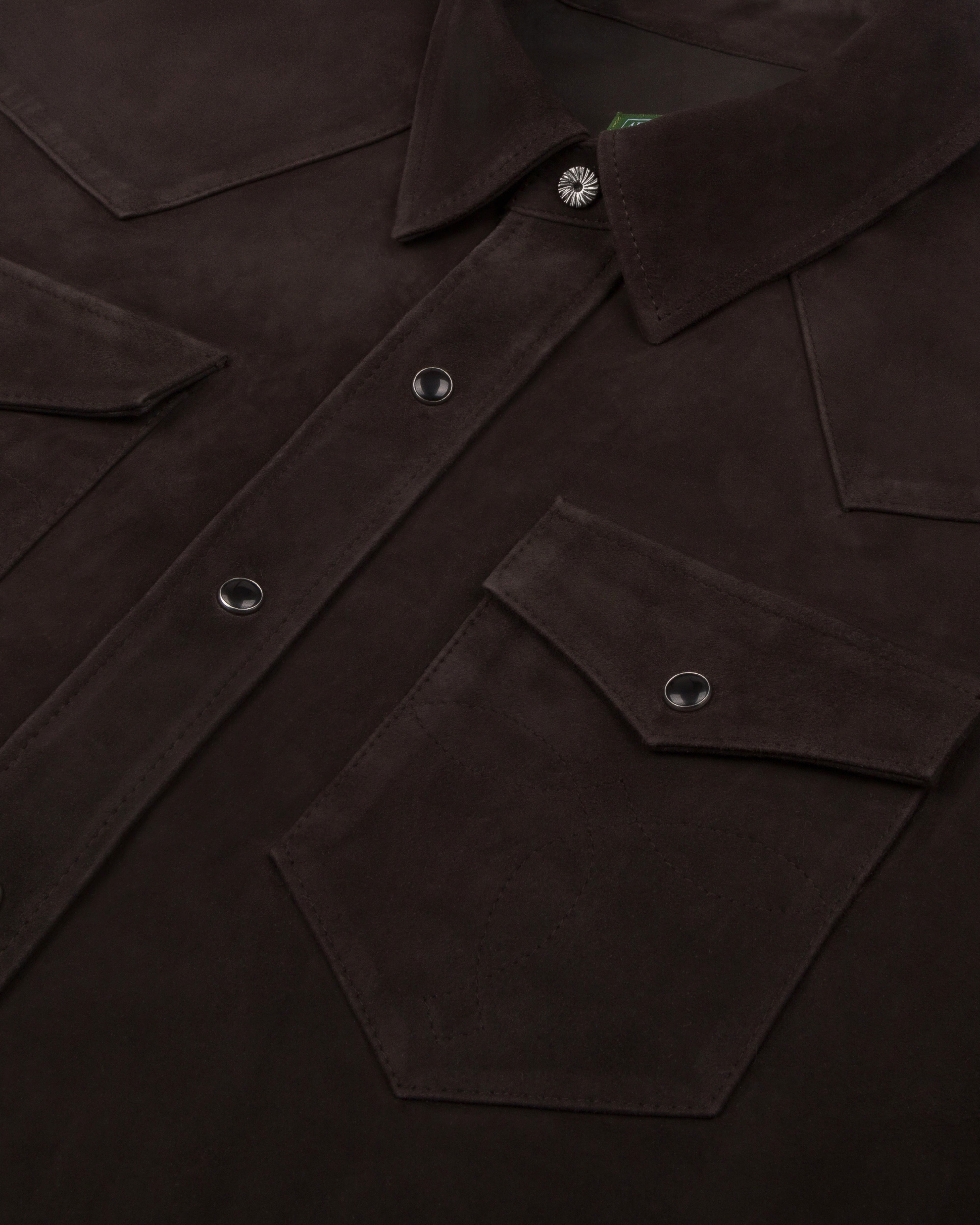 Denim Tears: Men's Suede Leather Western Shirt (Coffee) | DSMNY E-SHOP
