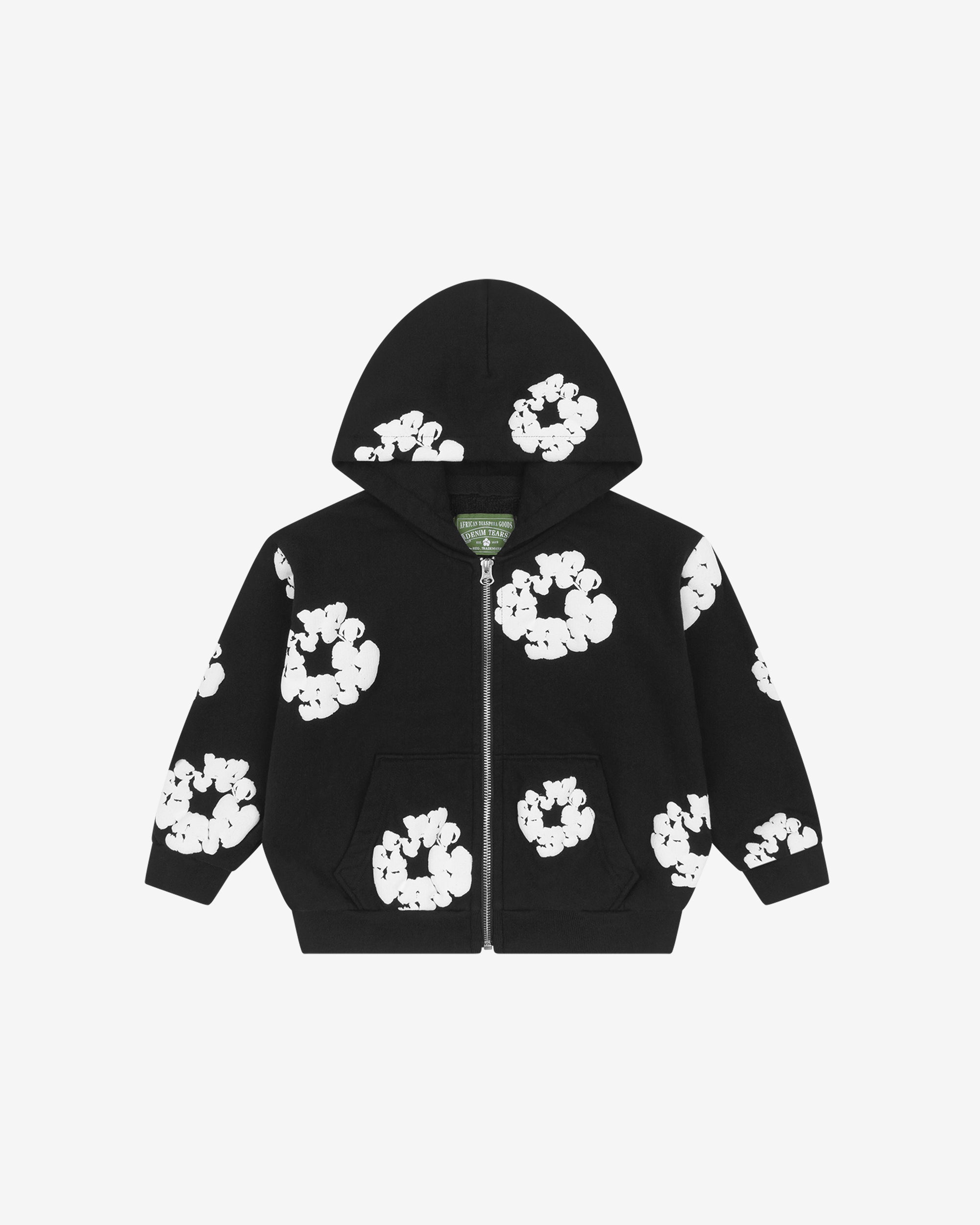 Denim Tears Kids Cotton Wreath Zip Hoodie (Black)