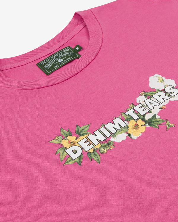 Denim Tears - Men's Cotton Floral Logo T-Shirt - (Pink)