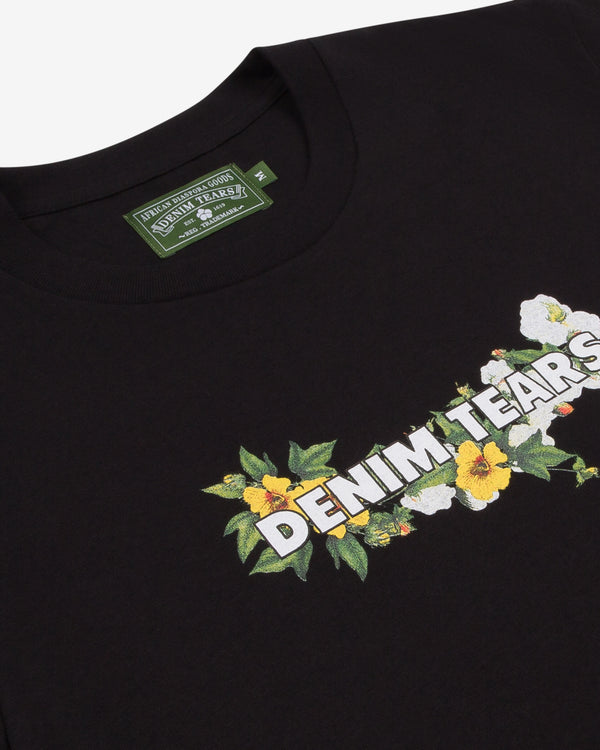 Denim Tears - Men's Cotton Floral Logo T-Shirt - (Black)