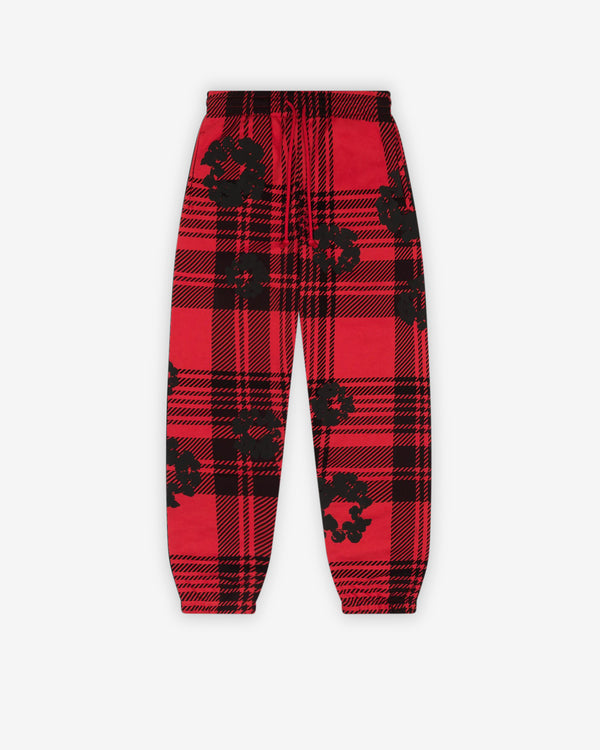 Denim Tears - Men's Plaid Cotton Wreath Sweatpants - (Red)