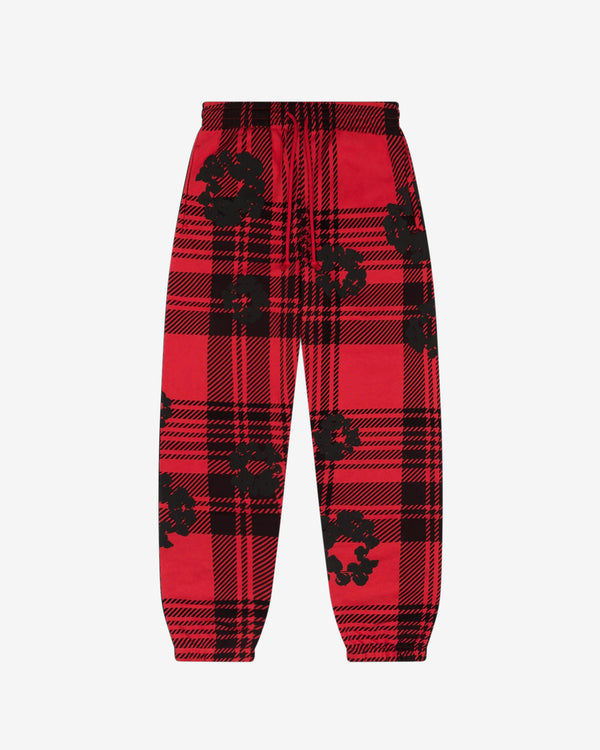 Denim Tears - Men's Plaid Cotton Wreath Sweatpants - (Red)