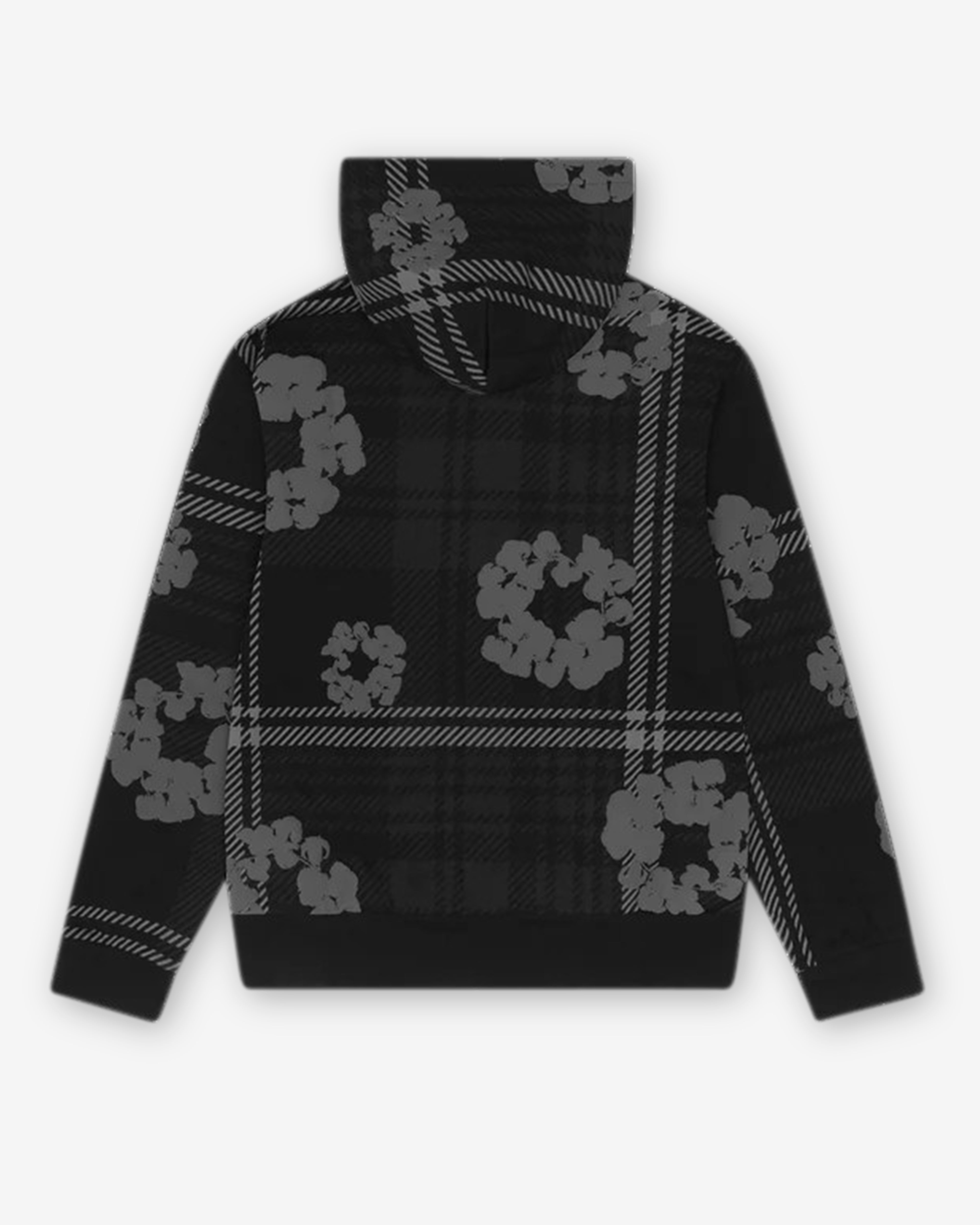 Denim Tears: Men's Plaid Cotton Wreath Zip Hoodie (Black) | DSMNY