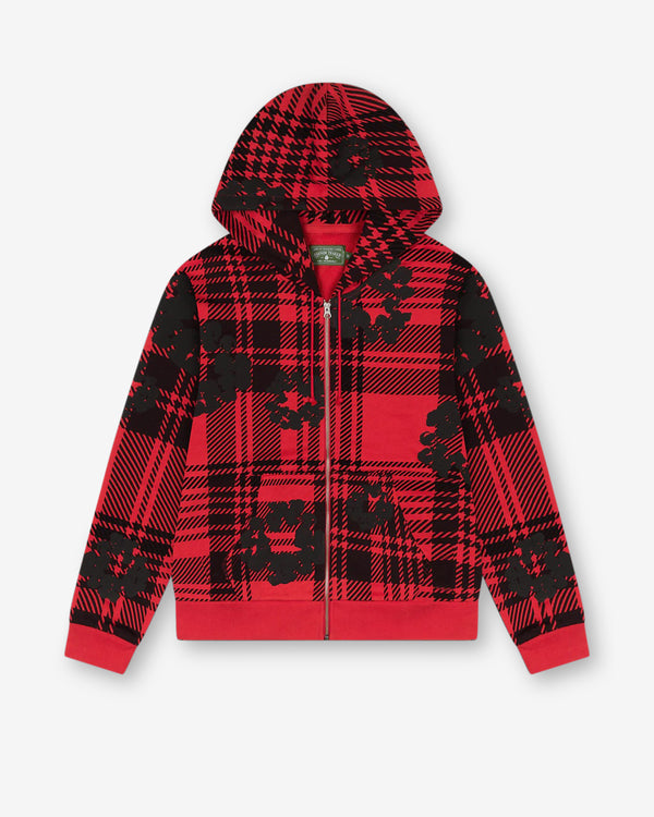 Denim Tears - Men's Plaid Cotton Wreath Zip Hoodie - (Red)