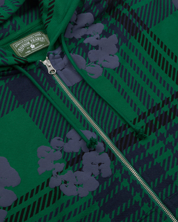 Denim Tears - Men's Plaid Cotton Wreath Zip Hoodie - (Green)