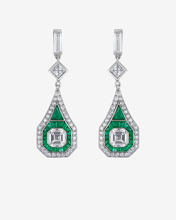 Mindi Mond - Women's Deco Elongated Drop Earrings - (Green)